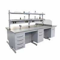 Tables de travail réglables en résine époxy blanches pour laboratoire, tables d'instruments informatiques avec alimentation pour hôpitaux et écoles