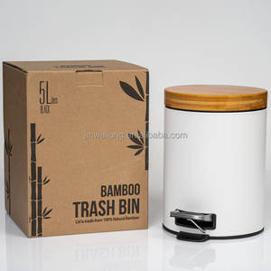 Home 12L Pedal Bin With Bamboo Lid &amp; Pedal Metal <strong>Trash</strong> <strong>Can</strong> Garbage Bin Kitchen Toilet Washing Room - Product Image 3