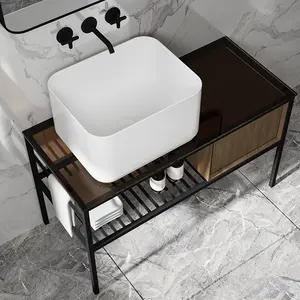 Palici Unique Frame Washstand Ceramic Bathroom Vessel Sinks Tabletop Big Hand Wash Basin With Cabinet