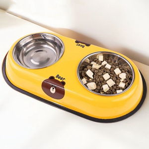WOTAI Manufacturers Wholesale Colorful Cute Print Customisable Luxury <strong>Personalized</strong> Pet Stainless Steel <strong>Dog</strong> Double Food <strong>Bowl</strong> - Product Image 2
