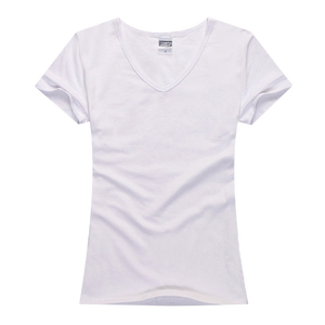 Bán Buôn Trống Đồng Bằng 100% Bông <span class=keywords><strong>V</strong></span>-Cổ Áo Thun Cô Gái 'T Áo Sơ Mi Tùy Chỉnh In Ấn Kỹ Thuật Số <span class=keywords><strong>V</strong></span>ới Logo In Phụ Nữ <span class=keywords><strong>V</strong></span> Cổ T-Shirts - Product Image 5