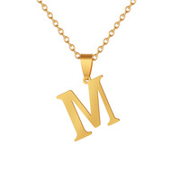 Collier avec pendentif alphabet en chaîne à maillons en acier inoxydable plaqué or et argent, lettres initiales, tendance, unisexe, pour couple