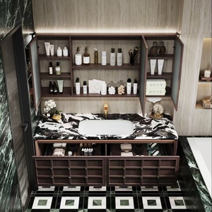 Mueble de Baño BALOM de Diseño Nuevo en Madera de Nogal, MDF, Contrachapado y Melamina, Mueble Modular con Espejo Inteligente, Tamaño Personalizado, OEM - Product Image 2