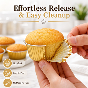 Gobelets jetables ronds en aluminium pour cupcakes, <span class=keywords><strong>mini</strong></span>-puddings, desserts, cuisson, fêtes, événements professionnels et portions individuelles - Product Image 4