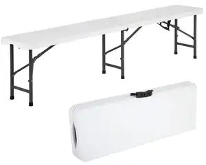 Wholesale Price Outdoor 5ft Fold in Half Plastic Foldable White Camping bench