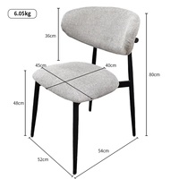 Chaise de salle à manger moderne personnalisable, couleur grise nordique, tissu, pieds en métal noir, chaise de café, chaise de salle à manger