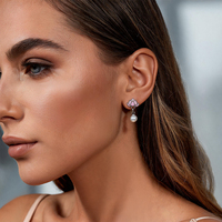 Anting Tusuk Baja Bedah 316L Lotus Pearl Dangle, Desain Bunga Enamel Warna-warni, Model Sekrup, Perhiasan Tindik Helix