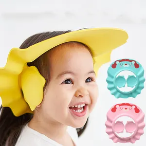 Children Hair Wash Hat Head Cover Cute Baby Bath Shower Cap Adjustable Kids Infant Girl Boy Ear Protection Shampoo Cap