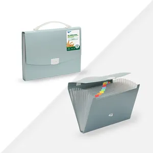 Eco-friendly A4 Plastic Handle Document Wallet Expandable Bag Expanding 13 Pocket Pp File Organizer Folders