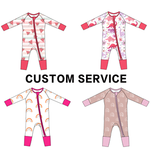 Directo de fábrica al por mayor Logo manga larga bambú bebé mamelucos Ropa De <span class=keywords><strong>Bebe</strong></span> Spandex cremallera bambú bebé <span class=keywords><strong>Pijamas</strong></span> - Product Image 6