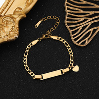 Pulsera Unisex de Acero Inoxidable con Baño de Oro de 18K, Placa Curva Grabable, Ajustable, Regalo de Aniversario, Joyería de Moda, Superventas