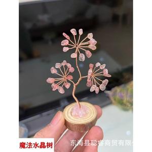 Natural <b>Crystal</b> <b>Tree</b> Ornament 6-8cm Height Eco-Friendly Wood Base Home Decor Amethyst Citrine Handicraft Gift - Product Image 2