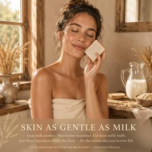 Savon en barre au <span class=keywords><strong>lait</strong></span> de chèvre, beurre de karité et son de blé, hydratant naturel, exfoliant doux, nettoyant visage et corps, pour peaux sensibles, végétalien, OEM - Product Image 1