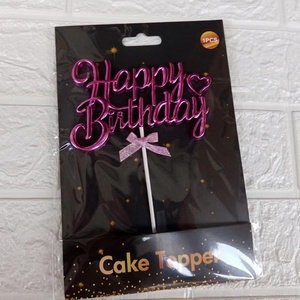 Venta caliente <span class=keywords><strong>cursiva</strong></span> de plástico 3D <span class=keywords><strong>Feliz</strong></span> cumpleaños baby shower Cake Topper Sweet cake Pick para decoración de pastel de cumpleaños - Product Image 3