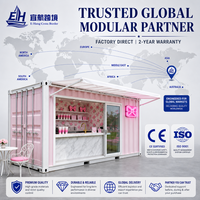 Kiosque mobile préfabriqué en acier rose de 20 pieds, bar à café, design moderne, kiosque extérieur, boutique pop-up pour centre commercial