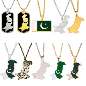 Collares con Estrella y Media Luna de Pakistán, Colgantes de Metal con la Bandera Nacional, Amuletos de Regalo Islámicos, Venta al por Mayor, Cadena de Cuentas para Turismo del Sur de Asia - Product Image 1