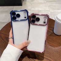 Coque antichoc personnalisable avec airbag d'angle, nouvelles couleurs, pour iPhone 18 17 Pro Max, en acrylique transparent avec grande fenêtre plaquée