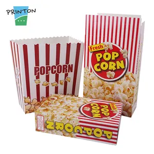 Printon personalizza secchi per popcorn classici a righe bianche e rosse durevoli da 32 once 64 once, tazze per popcorn