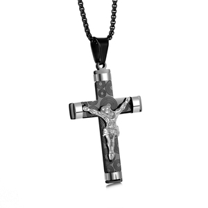 Seigneur prière Bible verset jésus Crucifix foi meilleure croix religieuse Pvd acier inoxydable pendentifs beaux bijoux de mode colliers - Product Image 4
