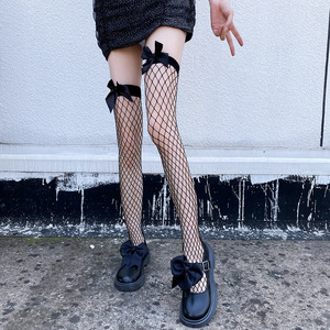 Vente en gros <span class=keywords><strong>de</strong></span> chaussettes sexy à motif solide JK en résille <span class=keywords><strong>pour</strong></span> cuisse, jarretière fine en dentelle avec nœud papillon, longueur au genou, <span class=keywords><strong>bas</strong></span> <span class=keywords><strong>de</strong></span> fille Lolita, compression - Product Image 4