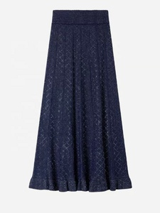 Ensemble élégant pour femmes OUDINA, robe bleue en tricot à paillettes, rayures, col rond, cardigan, jupe longue, nouvelle collection Ramadan française - Product Image 5