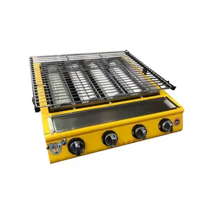 Grill à gaz de Camping en plein air, 4 brûleurs, portable, pour barbecue grill commercial