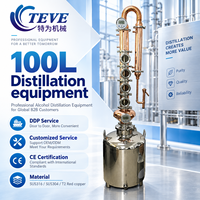 Colonne de distillation industrielle et commerciale Teve 100L avec jauge de niveau pour whisky, vodka, gin, brandy, rhum, éthanol – Alambic en cuivre avec condenseur