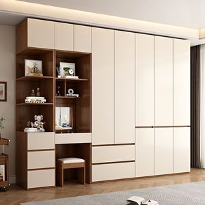 Armoire de couple moderne autoportante avec portes battantes et séparations internes, grande capacité pour les vêtements des conjoints - Product Image 3