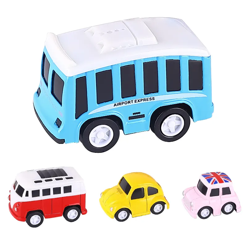 Kids mini die cast model pull back car Q-version Cartoon vintage car toy 4 In 1 lega di metallo pressofuso giocattoli 1 55 veicolo