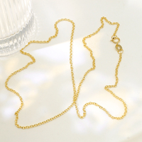 Chaîne de collier en gros, maillons en O de 0,9 mm, 1,35 mm, 1,55 mm, 1,75 mm, 18 pouces, avec fermoir à ressort, en or véritable 14 carats AU585