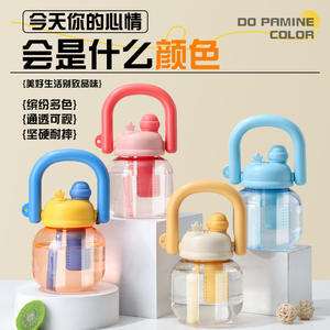 Kids Straw Cup Large Capacity Water Bottle For Boys Girls Kindergarten Outdoor Use Cartoon Design Back To School Drink Cup - Product Image 3