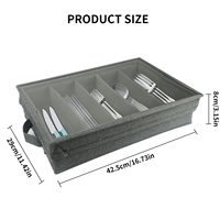 Boîte de rangement pour couverts avec couvercle en PVC, 5 compartiments, pliable, boîte de rangement pour ustensiles, boîte de rangement pour couverts