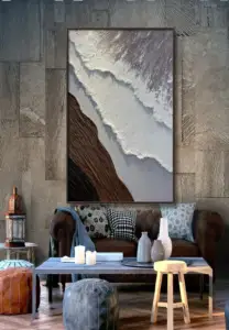 Handmade Painting Modern Style Decorations For Home Excellent Picture Quality Thick Texture Seascape Painting