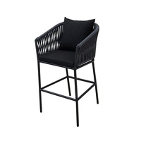 Ensemble de tabourets de bar modernes noirs pour patio, meubles de jardin, restaurant, table haute et 4 chaises