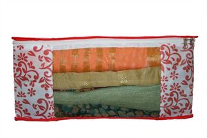 Rouge Patti Fleur Transparent Saree Sac De Rangement Saree Pochette Travail Saree Couverture Pour Femmes Au Prix De Gros - Product Image 5