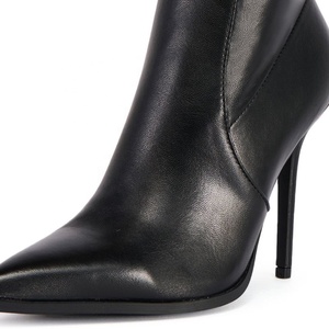 Solid Sexy Side Zipper Slim Heels Women Pointy Toe Ankle <b>Boots</b> High-Heeled Stiletto Shoes Stretchy Short - Product Image 6