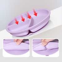 Assiette pour bébé en silicone de qualité alimentaire 100% sans BPA, réutilisable, ronde, classique, avec base à ventouse, certifiée BSCI CPC