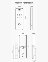 Serrure de porte en verre intelligente Glomarket Tuya avec reconnaissance 3D et double empreinte digitale, pour usage professionnel, avec œil-miroir et interphone vidéo