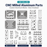 Service de fraisage CNC sur mesure pour blocs en alliage d'aluminium, composants carrés et rectangulaires, avec trous de fixation et traitement de surface 3/4/5 pour