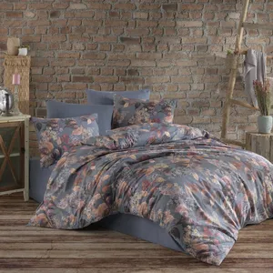Ensemble de literie double en coton gris à motif de feuilles d'automne Karden Flower - Product Image 1