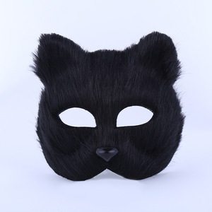 Petit renard fée chat masque nouveau <span class=keywords><strong>Halloween</strong></span> <span class=keywords><strong>maquillage</strong></span> boule Animal demi visage perruque pour hommes et femmes adultes <span class=keywords><strong>sorcière</strong></span> ensembles - Product Image 3