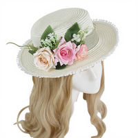 Chapeau de soleil Lolita élégant au quotidien, chapeau en fourrure à fleurs fraîches et douces, DREAM FASHION, pour femmes adultes, 48-50 cm, assorti à tout