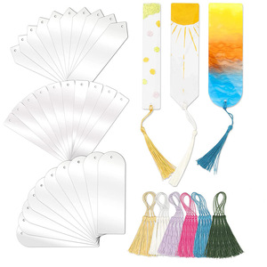 Custom Logo DIY Clear Acrylic Bookmarks Plastic Promotional Blank Bookmarks with Ribbon