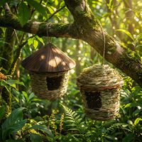 Grass Twine Birdhouse and Feeder