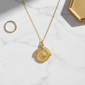 Fabricante de Joyería de Latón Gemnel, Joyería de Latón Chapada en Oro, Collar con Colgante de Moneda de Latón Personalizado de Moda - Product Image 3