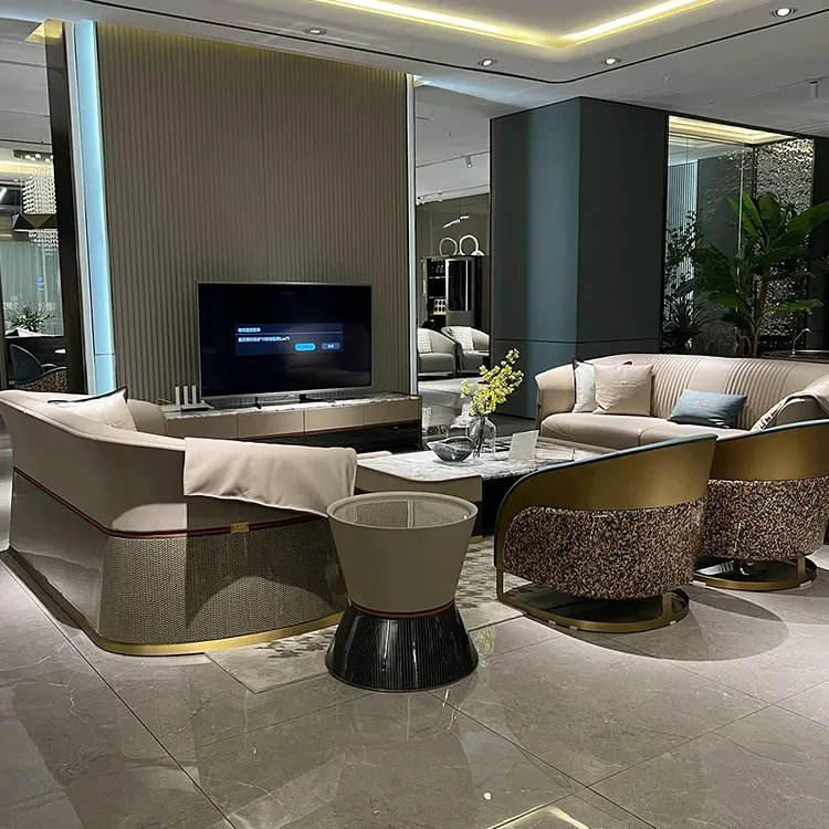 Divano singolo in pelle di lusso personalizzato luce italiana moderna semplice soggiorno di fascia alta in legno massello grande divano villa