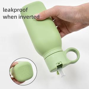 Bouteille d'eau sport en silicone sans BPA pour l'extérieur avec paille, tasse à paille anti-fuite pour enfants, gobelet personnalisable avec logo - Product Image 4