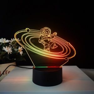 3D Art Night Lamp Luminous Colorful <b>Led</b> Night <b>Lights</b> Desktop Home Decor Remote Control Astronaut Tables Acrylic Lamp Bedroom - Product Image 1