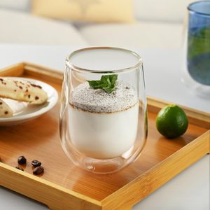 Venta al por mayor de taza de vidrio de café de doble pared resistente al calor sin mango - Product Image 4