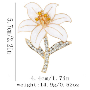 水钻别针奢华中式牡丹花3D金属电镀软搪瓷油滴胸针 - Product Image 2